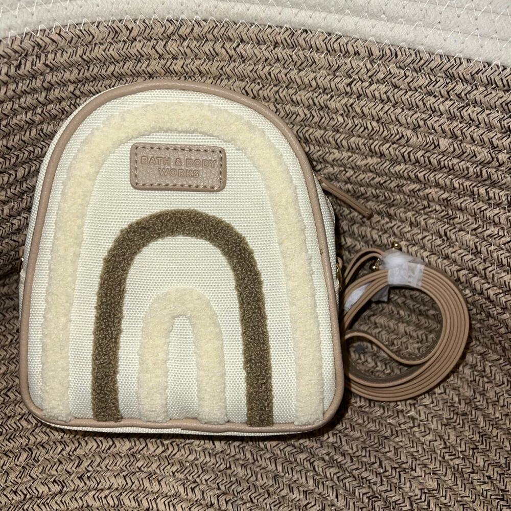 Bath & Body Works Makeup Travel Skincare Bag Tote Neutral Rainbow Tan Cream Boho